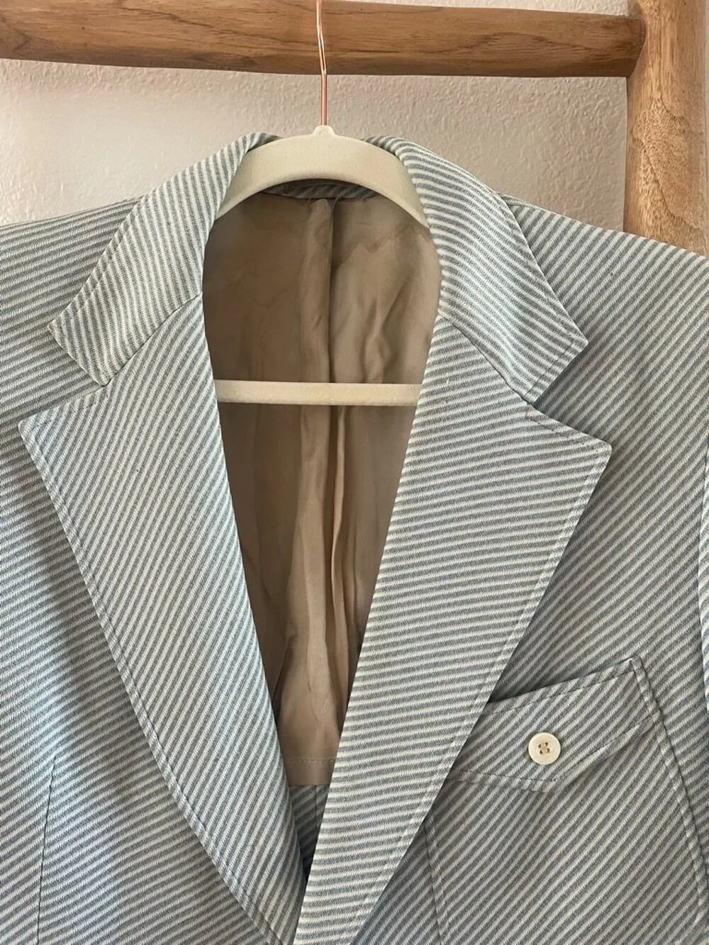 Greene's Fashions by Jose Verde suit jacket/Blazer, Blue/White stripe